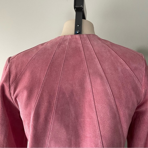 Zipcode Genuine Suede Leather Pink Round Neck Zip Up Barbie Size Small - Picture 2 of 12